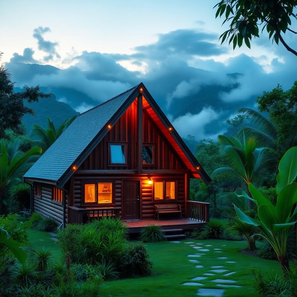 Cabin at dusk
