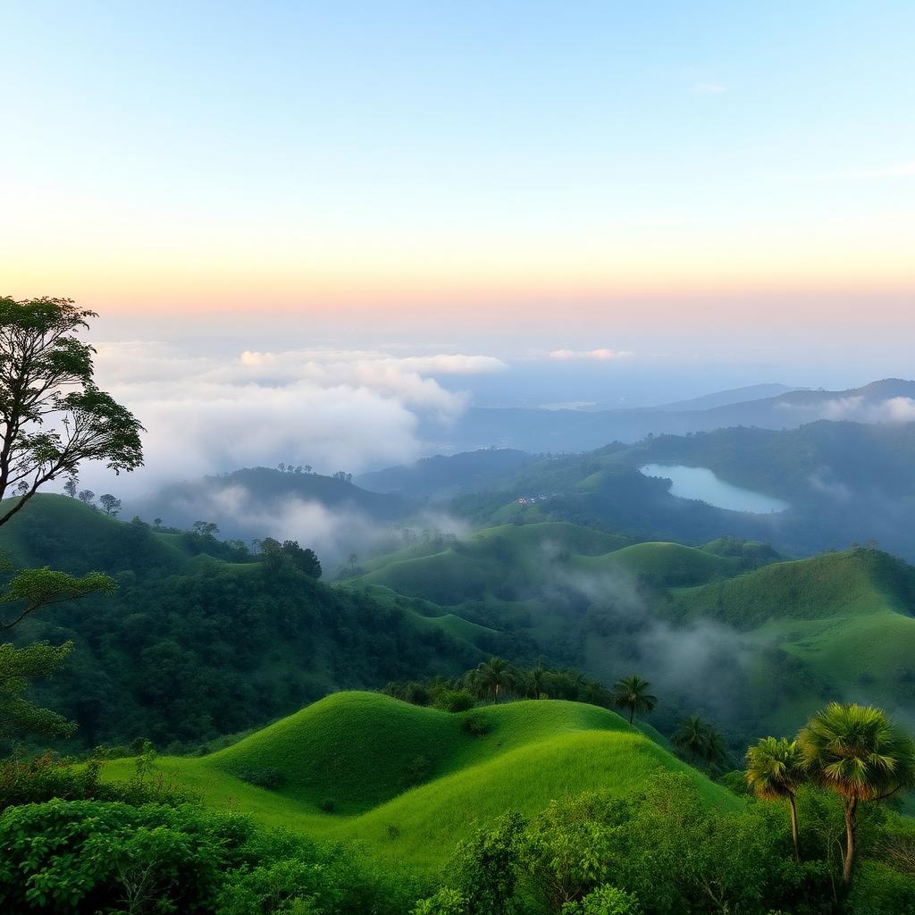 Misty highland view